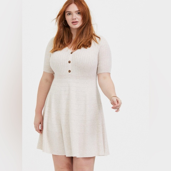torrid Dresses & Skirts - Torrid Mini Sweater Button-Front Skater Dress Size 2